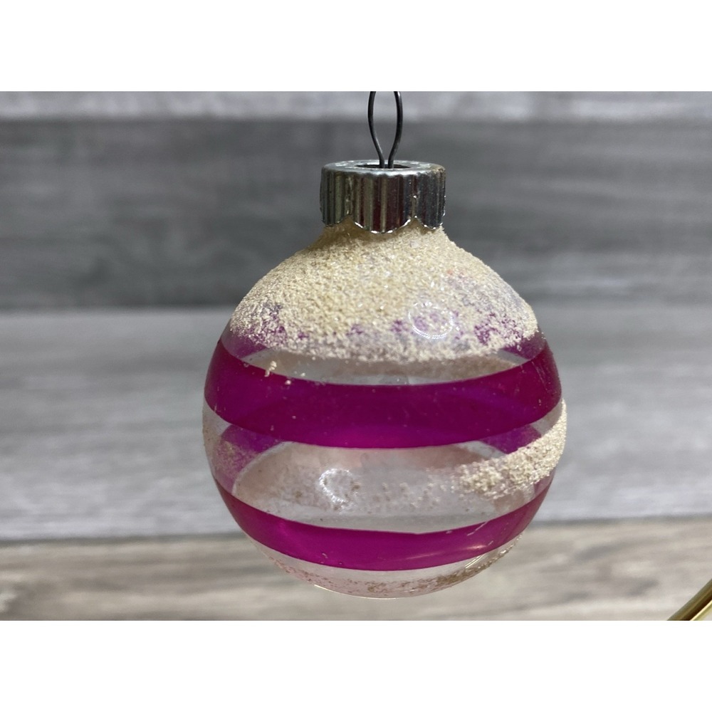 Shiny Brite Ornament Pink White Striped Ball 2" Christmas Ornament